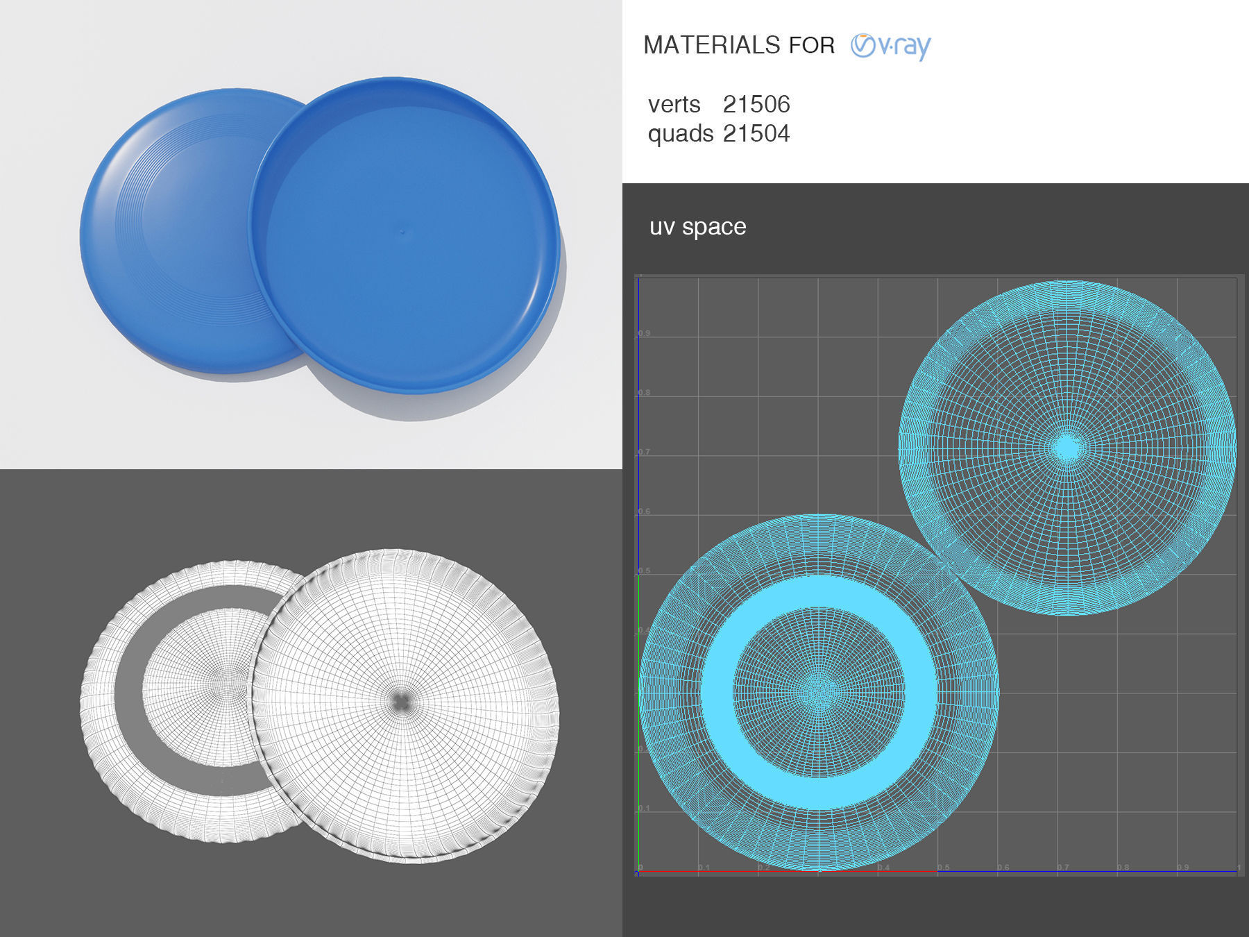 Frisbee two plastic frisbees 3D model_2