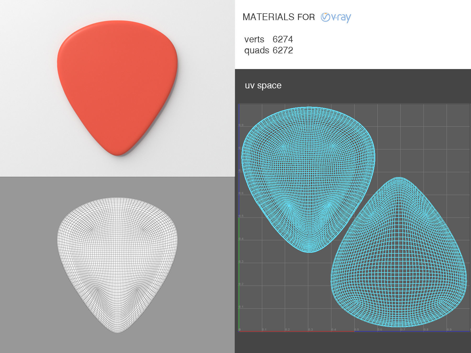 Guitare Pick 3D model_2