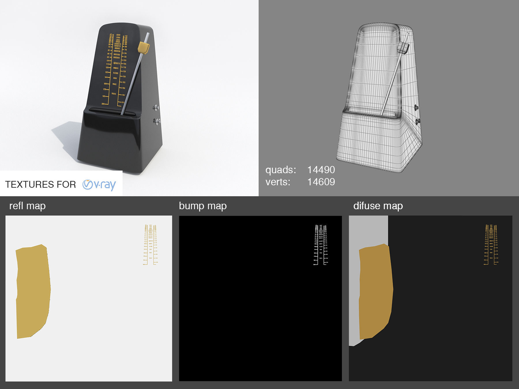 Metronom musical instrument 3D model_2