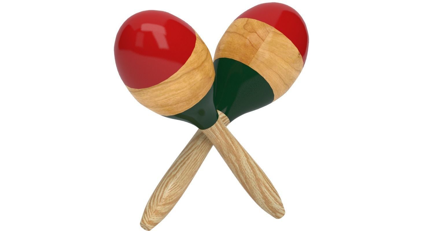 Wooden Maraca 3D model_2