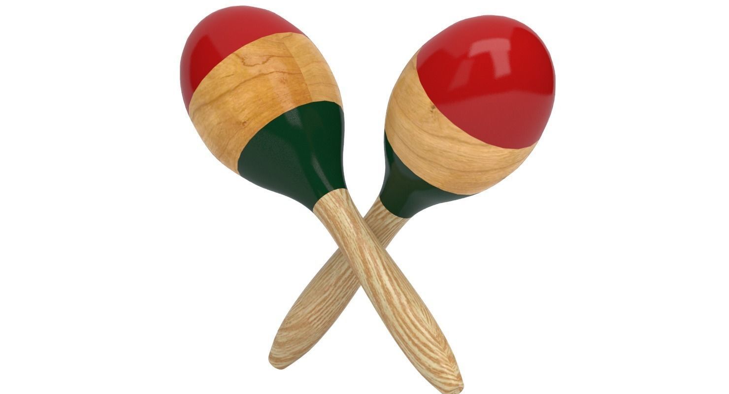 Wooden Maraca 3D model_4