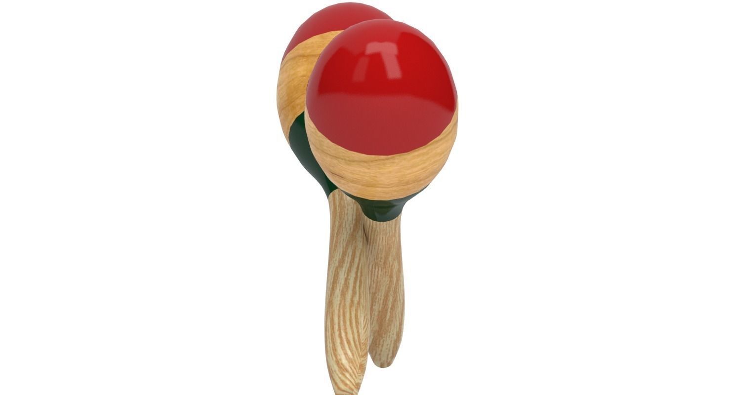 Wooden Maraca 3D model_3