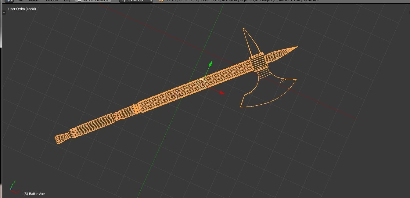 Battle Axe Low-poly 3D model_7
