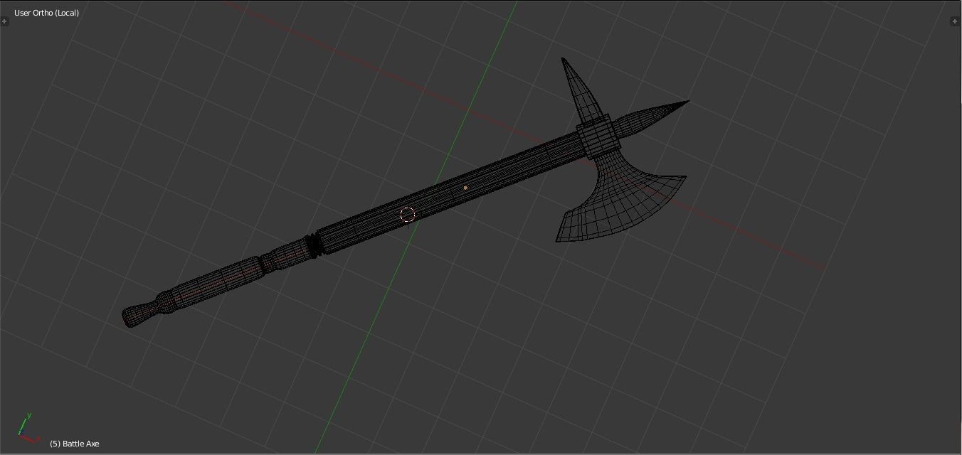 Battle Axe Low-poly 3D model_6
