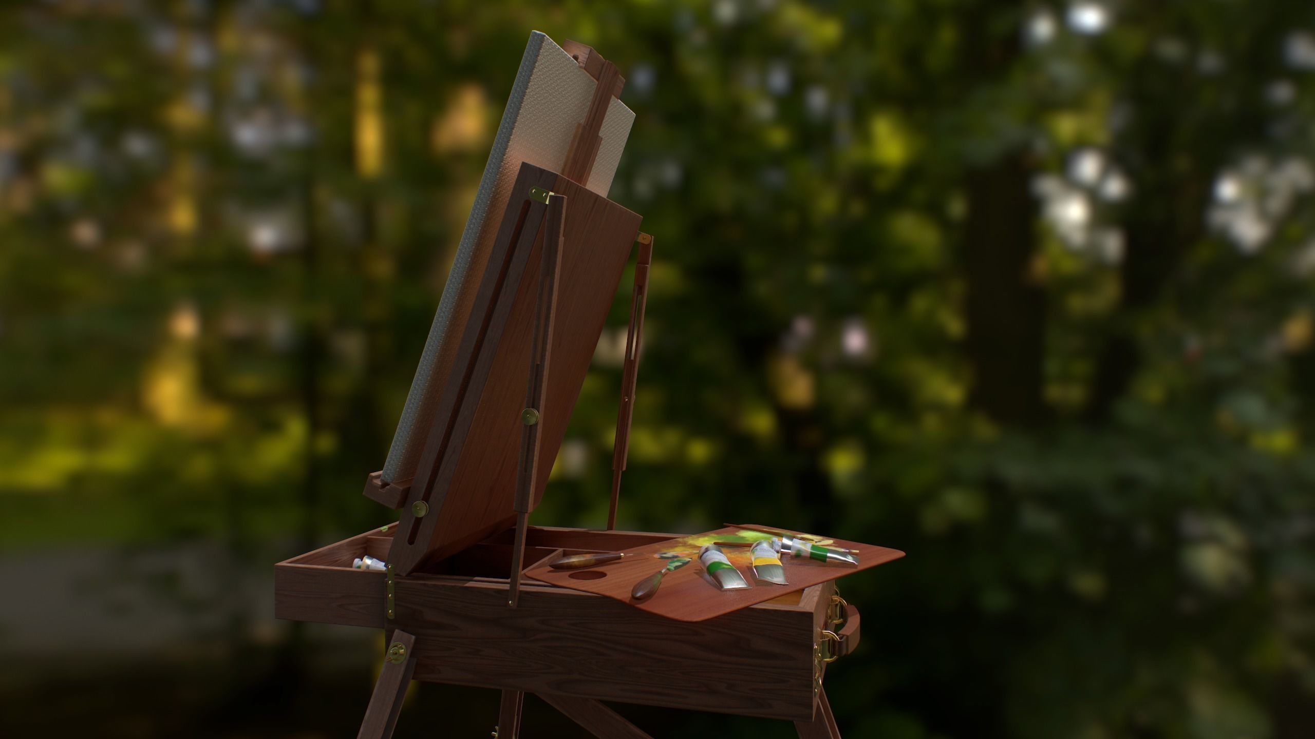 French Style Portable Easel 3D model_5