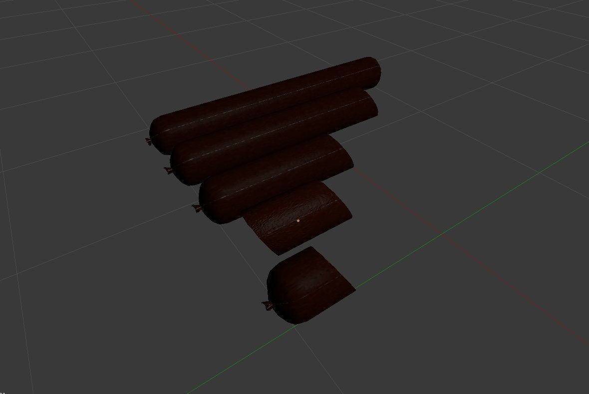Sousage salami compilation 5in1 Low-poly 3D model_1