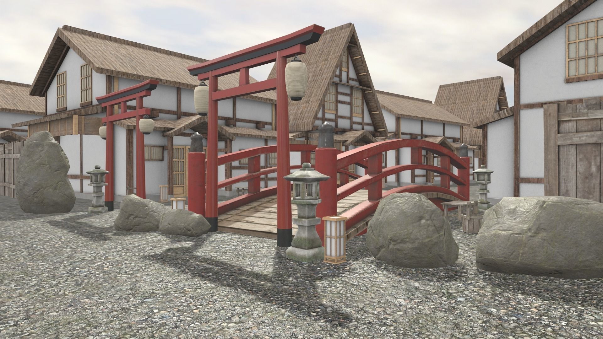 Japanese Architecture Low-poly 3D model_0