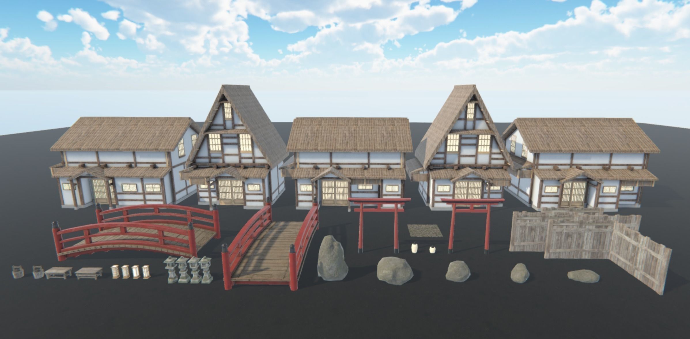 Japanese Architecture Low-poly 3D model_7