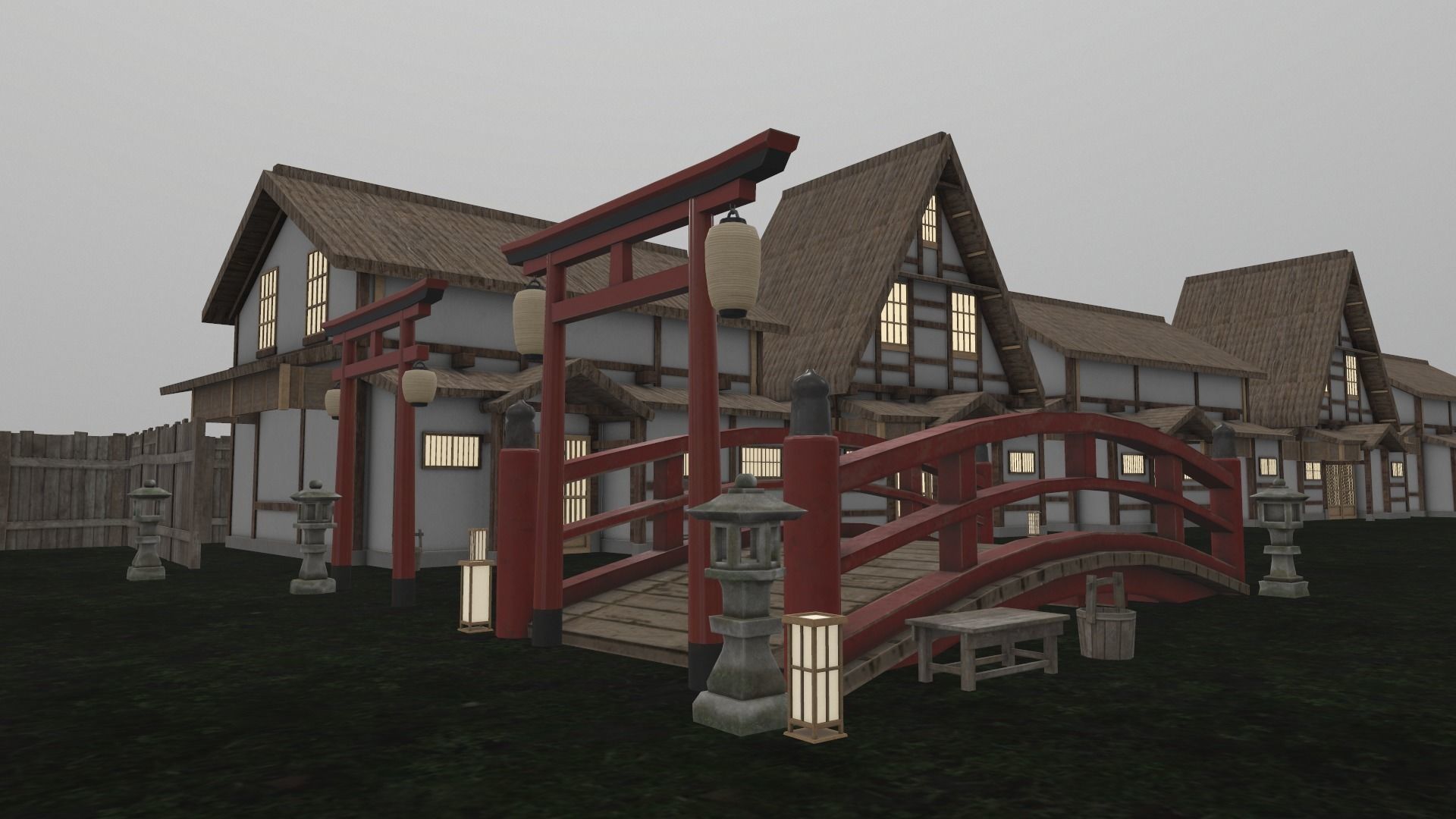 Japanese Architecture Low-poly 3D model_3