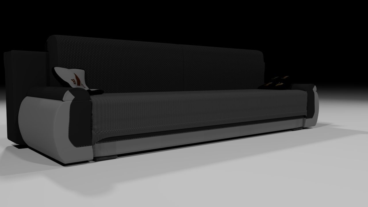Sofa and bed with pillows Free 3D model_2