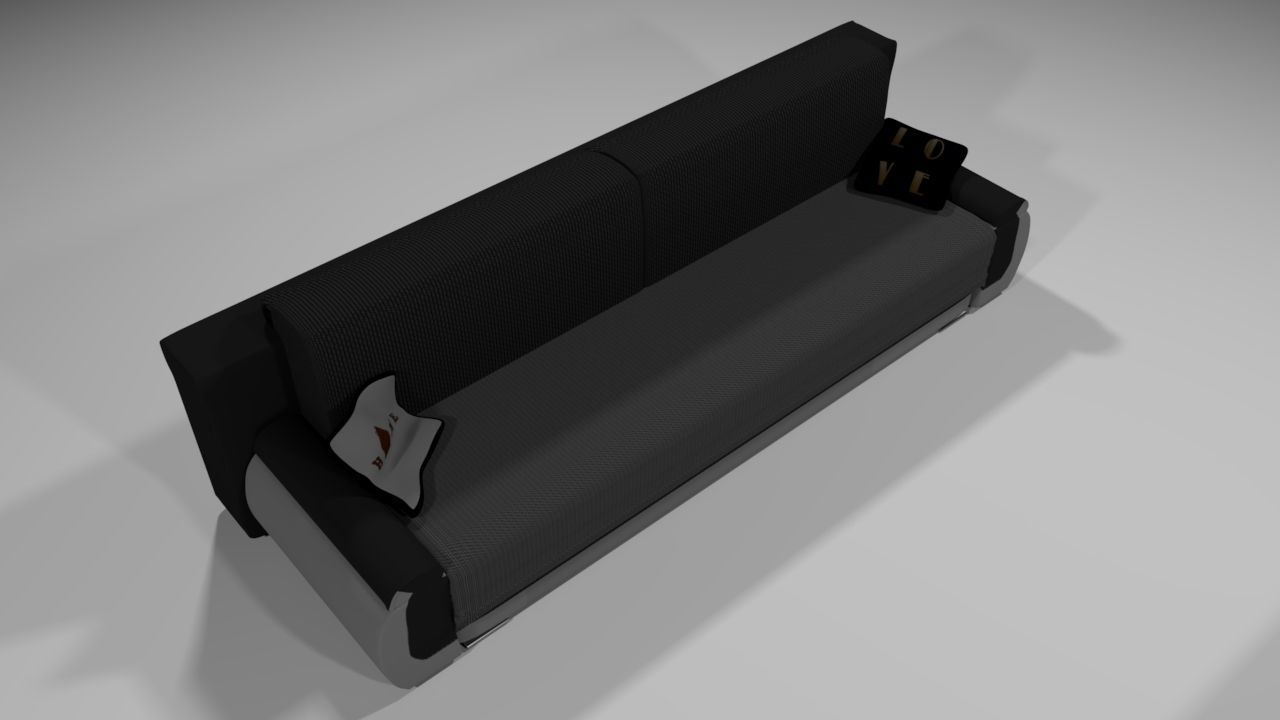 Sofa and bed with pillows Free 3D model_7