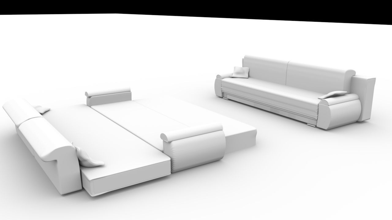 Sofa and bed with pillows Free 3D model_6