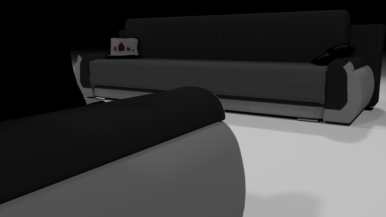 Sofa and bed with pillows Free 3D model_3