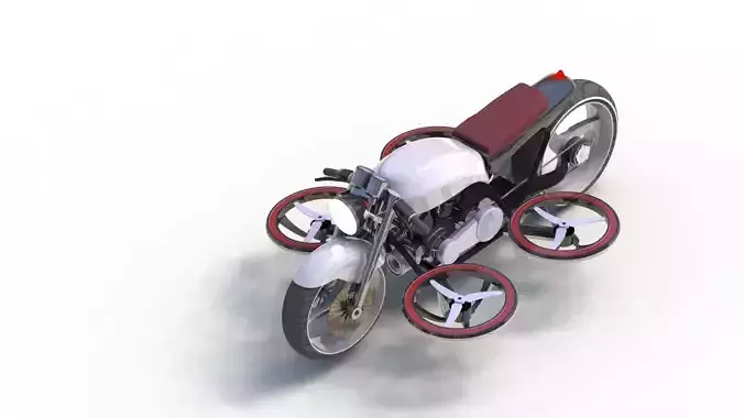 FLYING MOTORCYCLE LOW-POLY DETAILED 3D MODEL Low-poly 3D model