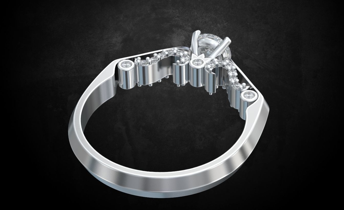 Ring with stones many size 183 3D print model_9