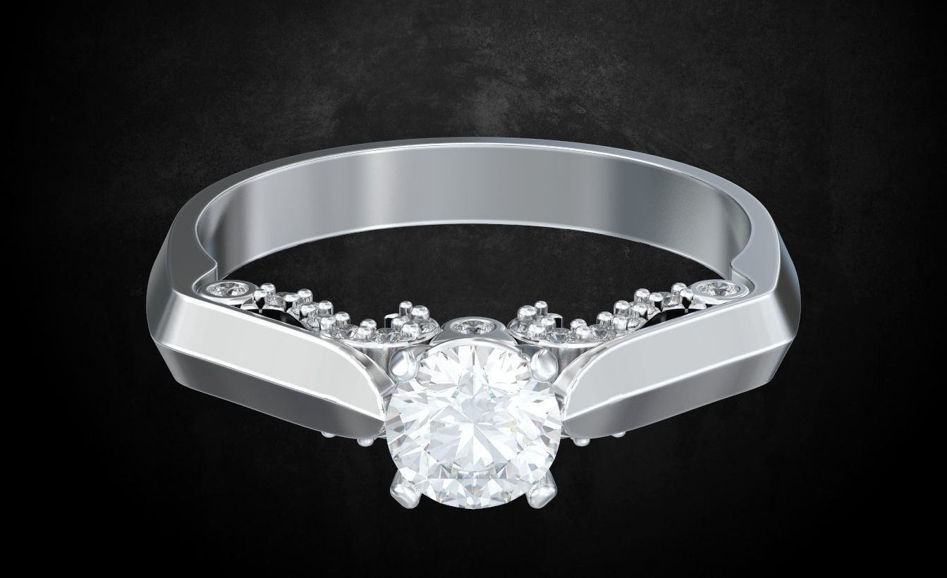 Ring with stones many size 183 3D print model_4