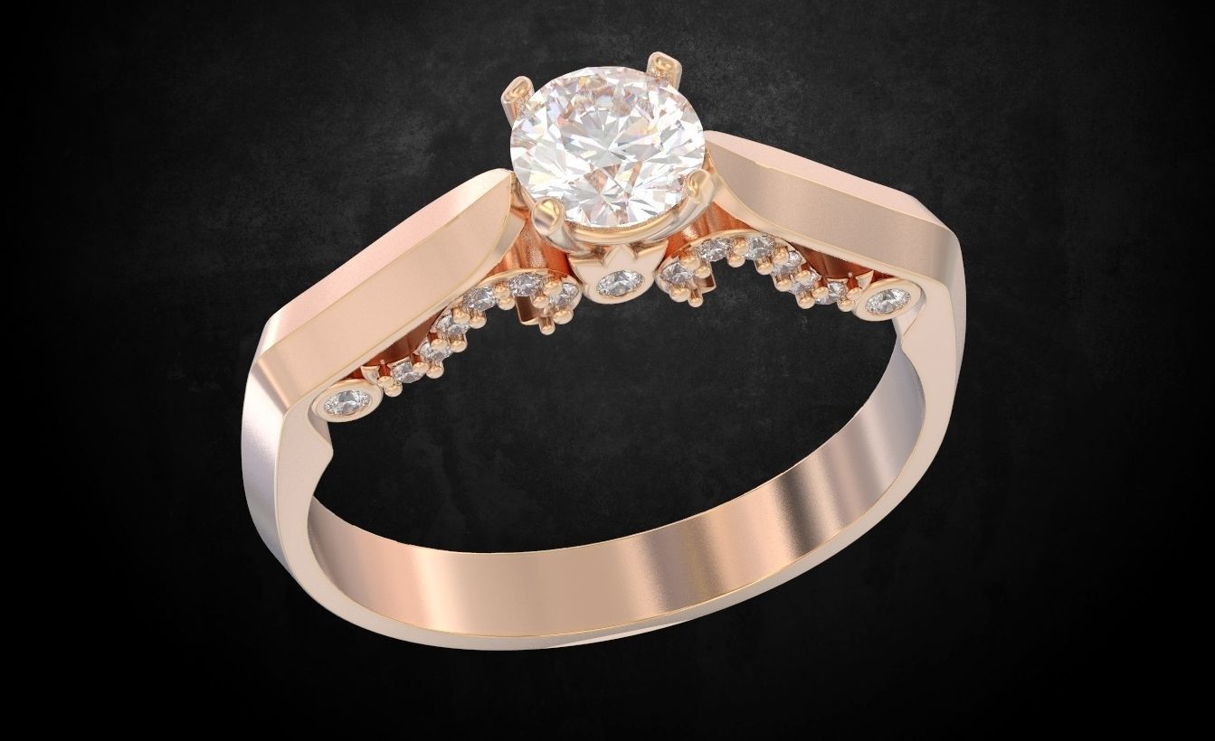 Ring with stones many size 183 3D print model_1