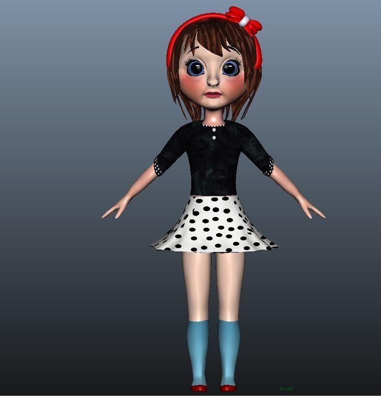 Low poly Girl model with 24 dresses Low-poly 3D model_8
