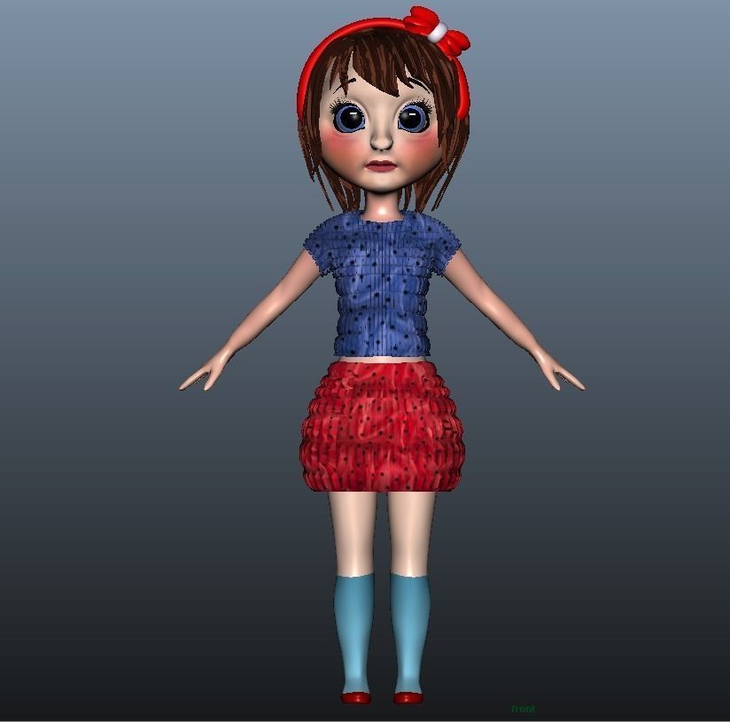 Low poly Girl model with 24 dresses Low-poly 3D model_17