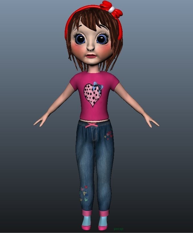 Low poly Girl model with 24 dresses Low-poly 3D model_15