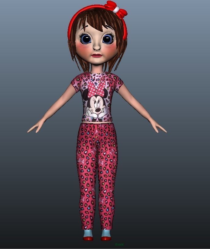 Low poly Girl model with 24 dresses Low-poly 3D model_11