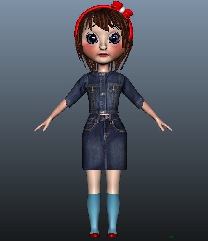 Low poly Girl model with 24 dresses Low-poly 3D model_21