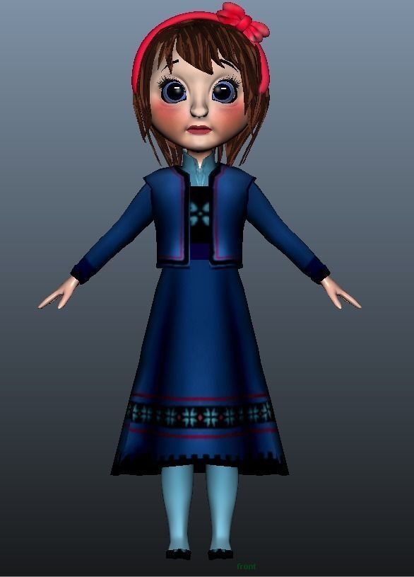 Low poly Girl model with 24 dresses Low-poly 3D model_18