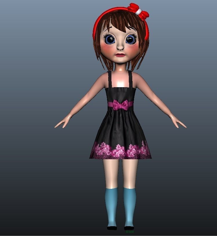 Low poly Girl model with 24 dresses Low-poly 3D model_9