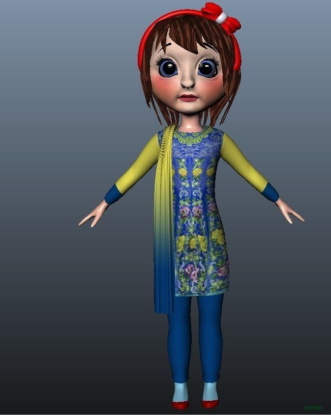 Low poly Girl model with 24 dresses Low-poly 3D model_6