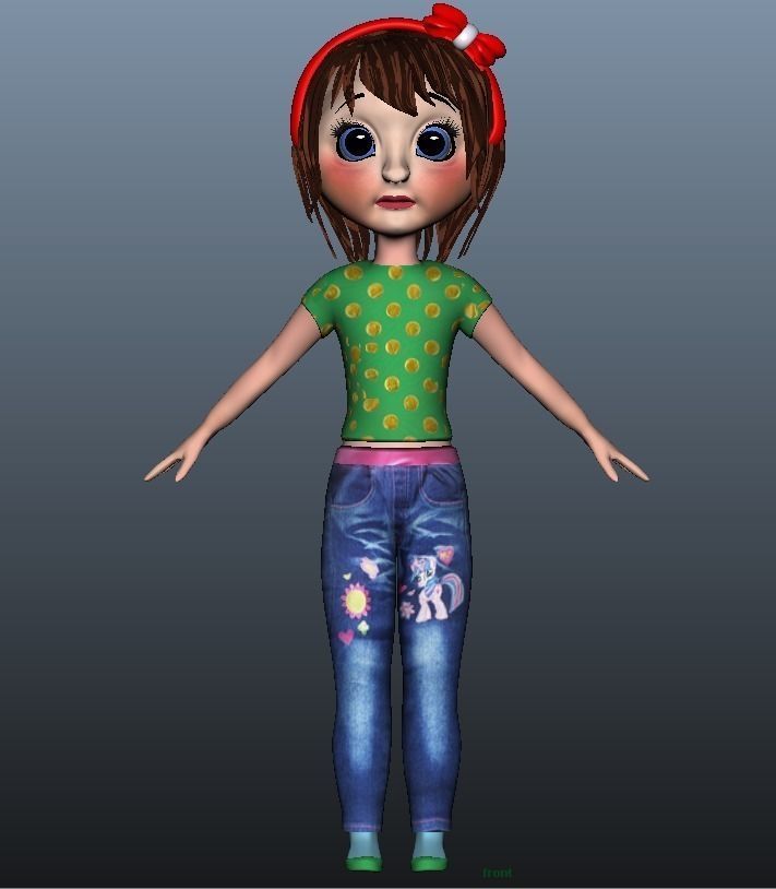 Low poly Girl model with 24 dresses Low-poly 3D model_4