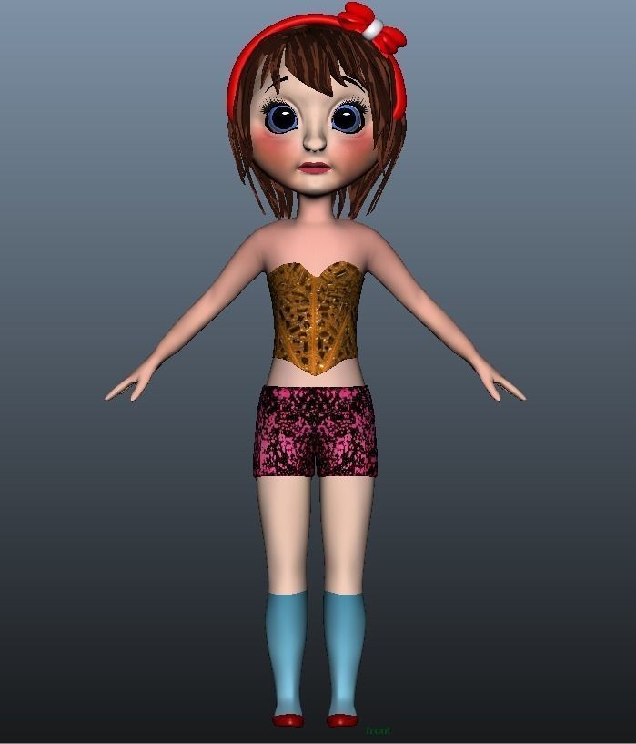 Low poly Girl model with 24 dresses Low-poly 3D model_5