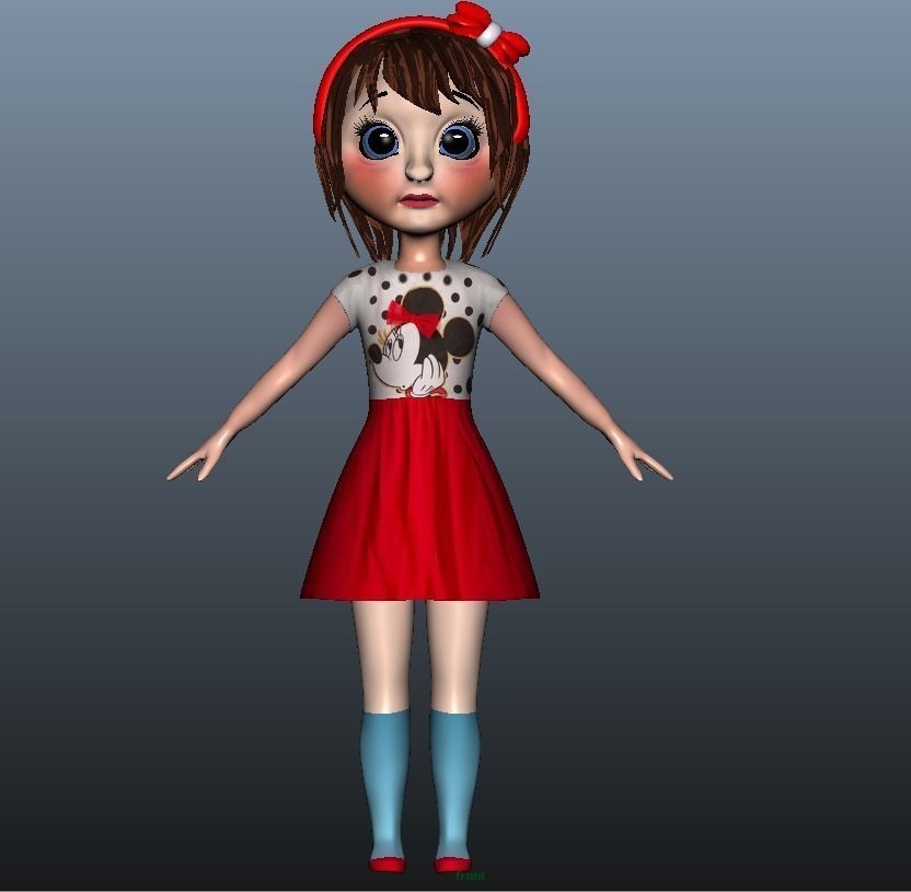 Low poly Girl model with 24 dresses Low-poly 3D model_7