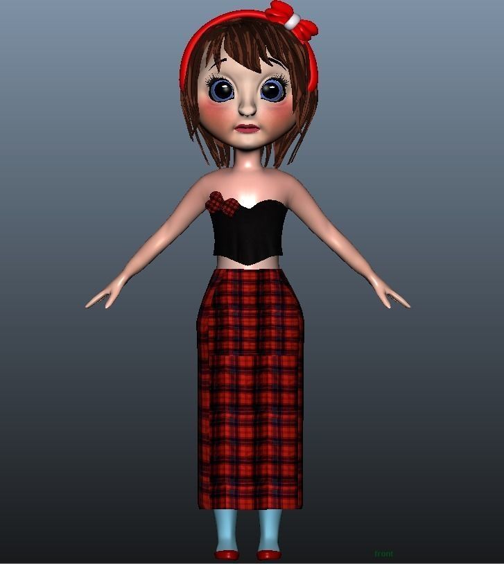 Low poly Girl model with 24 dresses Low-poly 3D model_1