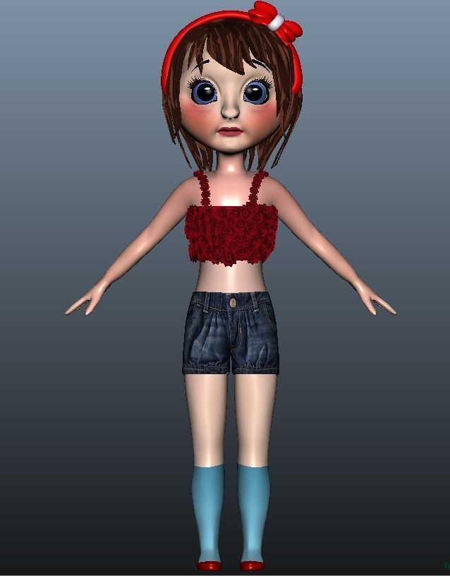 Low poly Girl model with 24 dresses Low-poly 3D model_24