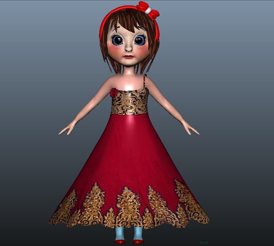 Low poly Girl model with 24 dresses Low-poly 3D model_16