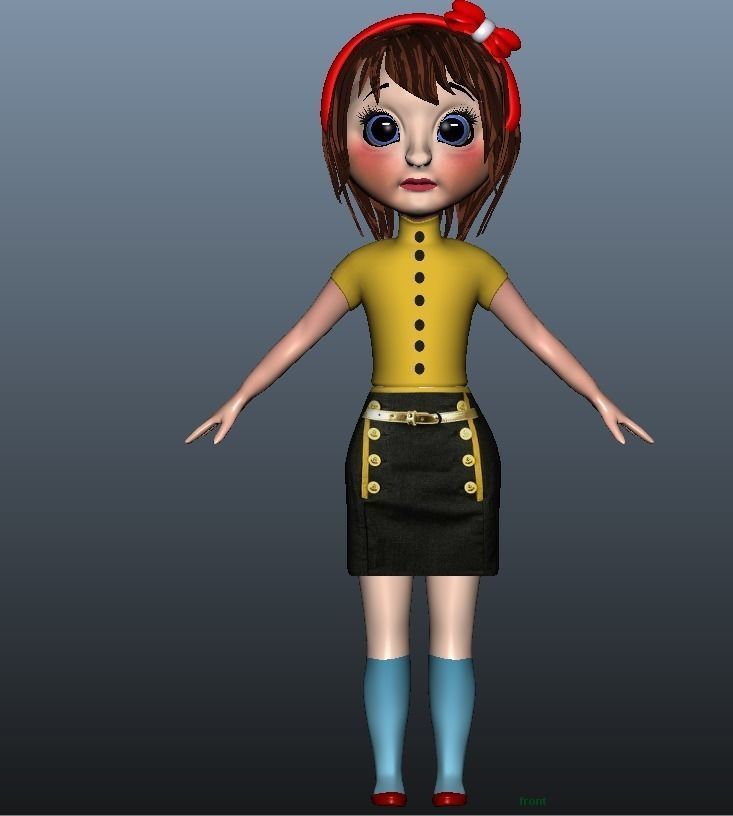 Low poly Girl model with 24 dresses Low-poly 3D model_20