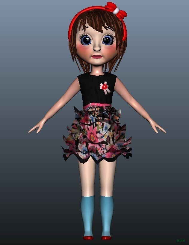 Low poly Girl model with 24 dresses Low-poly 3D model_22