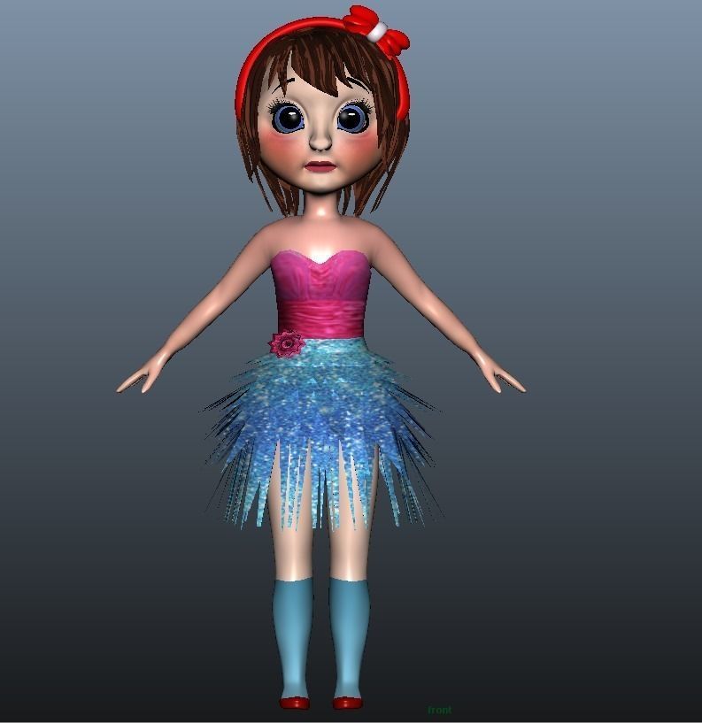 Low poly Girl model with 24 dresses Low-poly 3D model_10