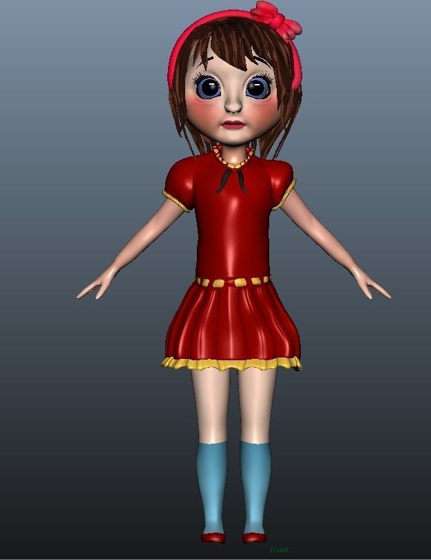 Low poly Girl model with 24 dresses Low-poly 3D model_19