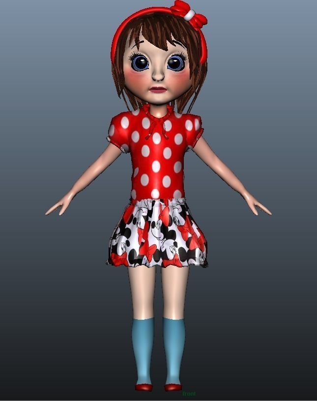 Low poly Girl model with 24 dresses Low-poly 3D model_12