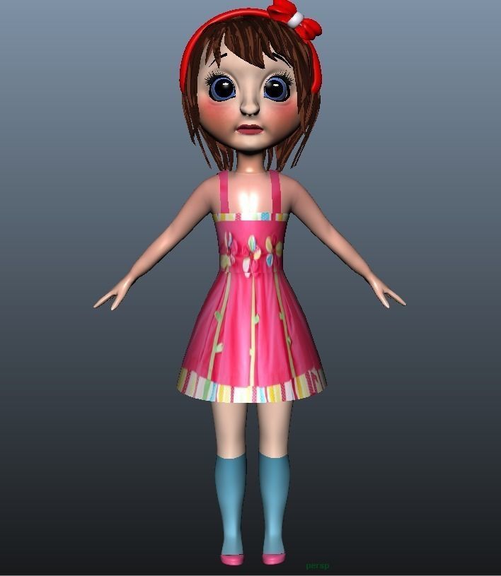Low poly Girl model with 24 dresses Low-poly 3D model_13