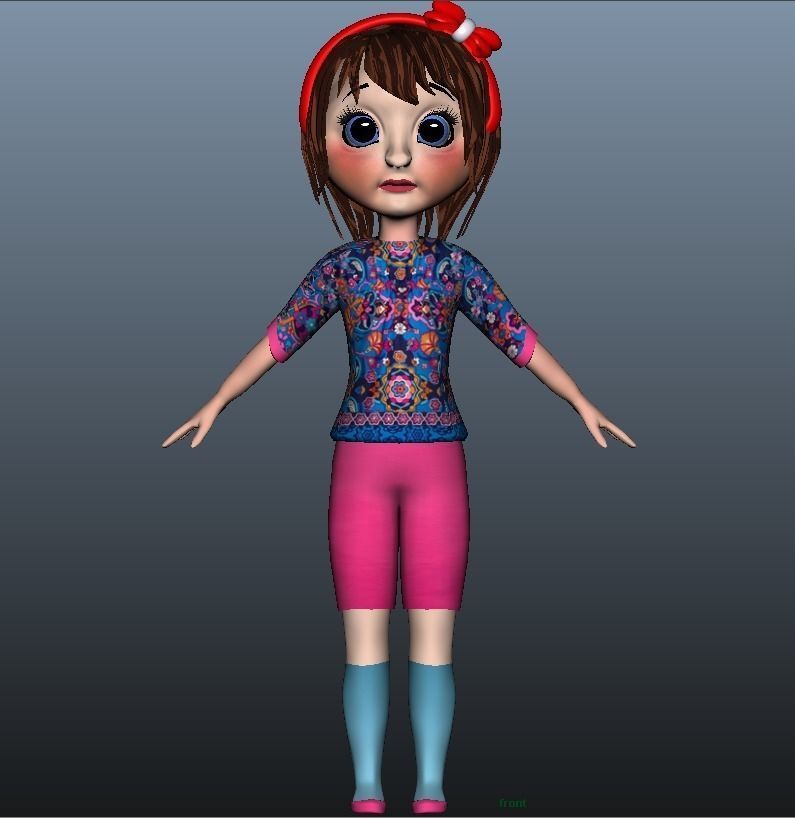 Low poly Girl model with 24 dresses Low-poly 3D model_14