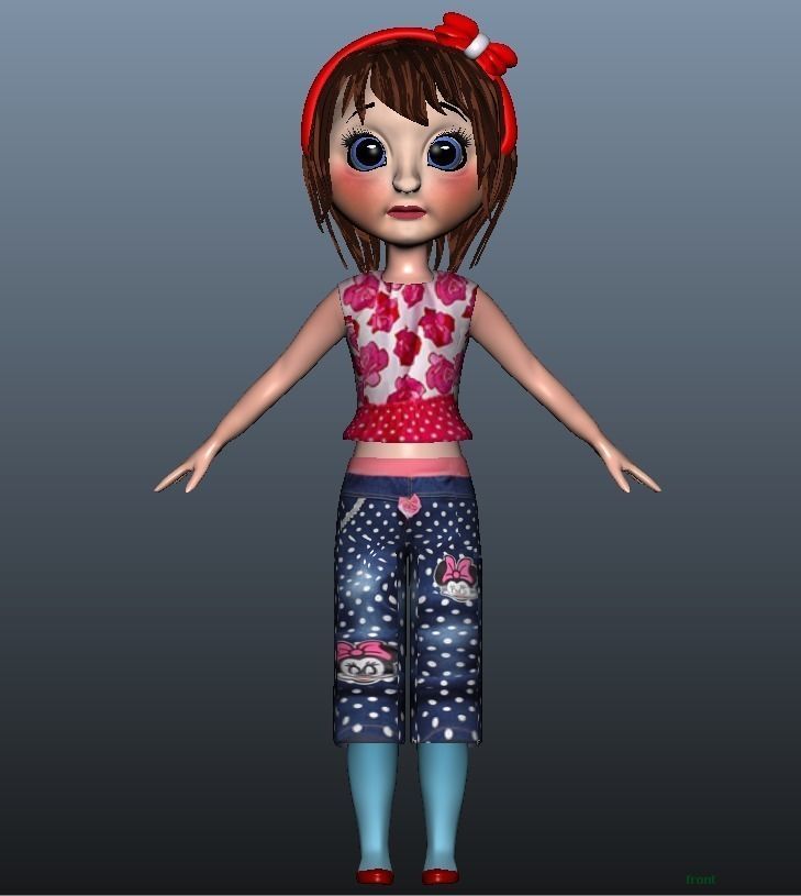 Low poly Girl model with 24 dresses Low-poly 3D model_3