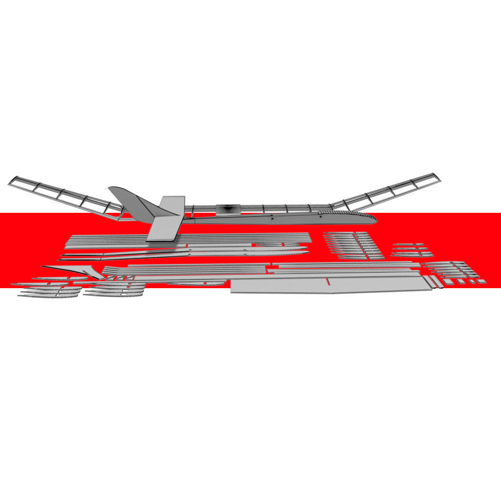 Balsa wood glider parts 3D model_9