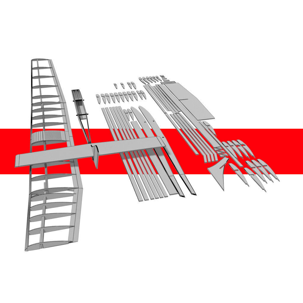 Balsa wood glider parts 3D model_10
