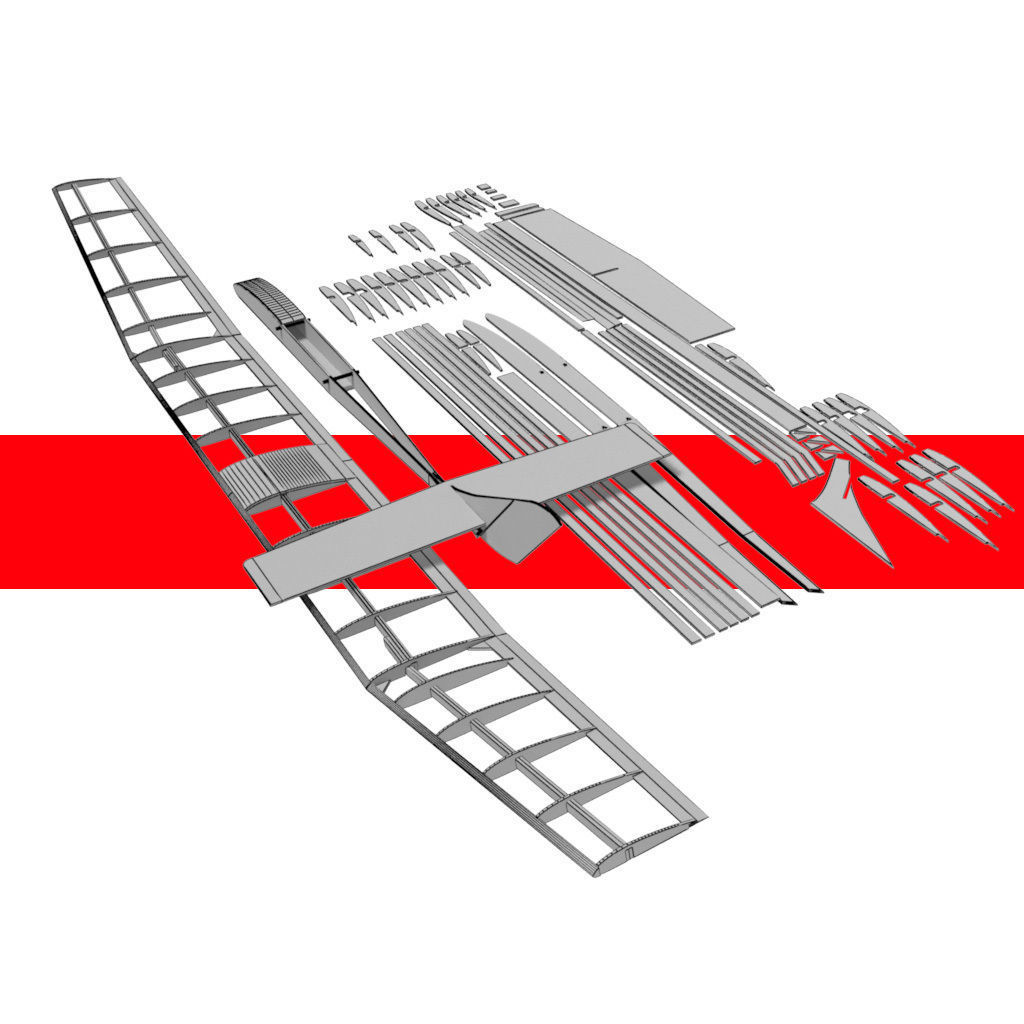 Balsa wood glider parts 3D model_12