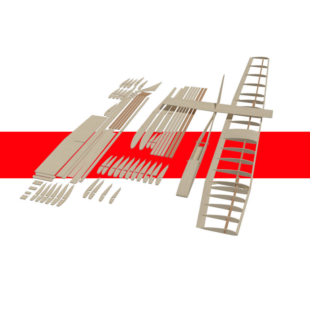 Balsa wood glider parts 3D model_2