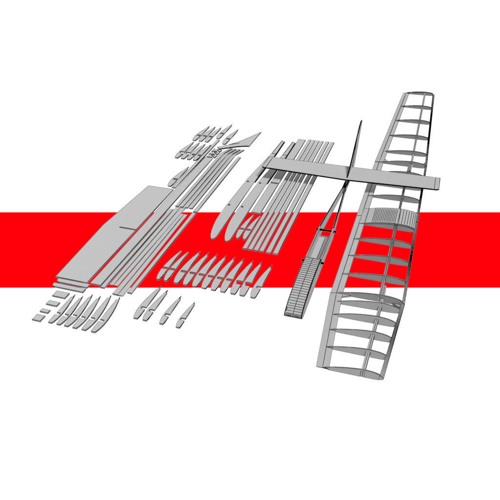 Balsa wood glider parts 3D model_13