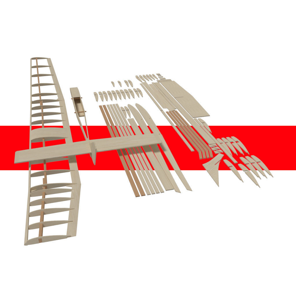 Balsa wood glider parts 3D model_3