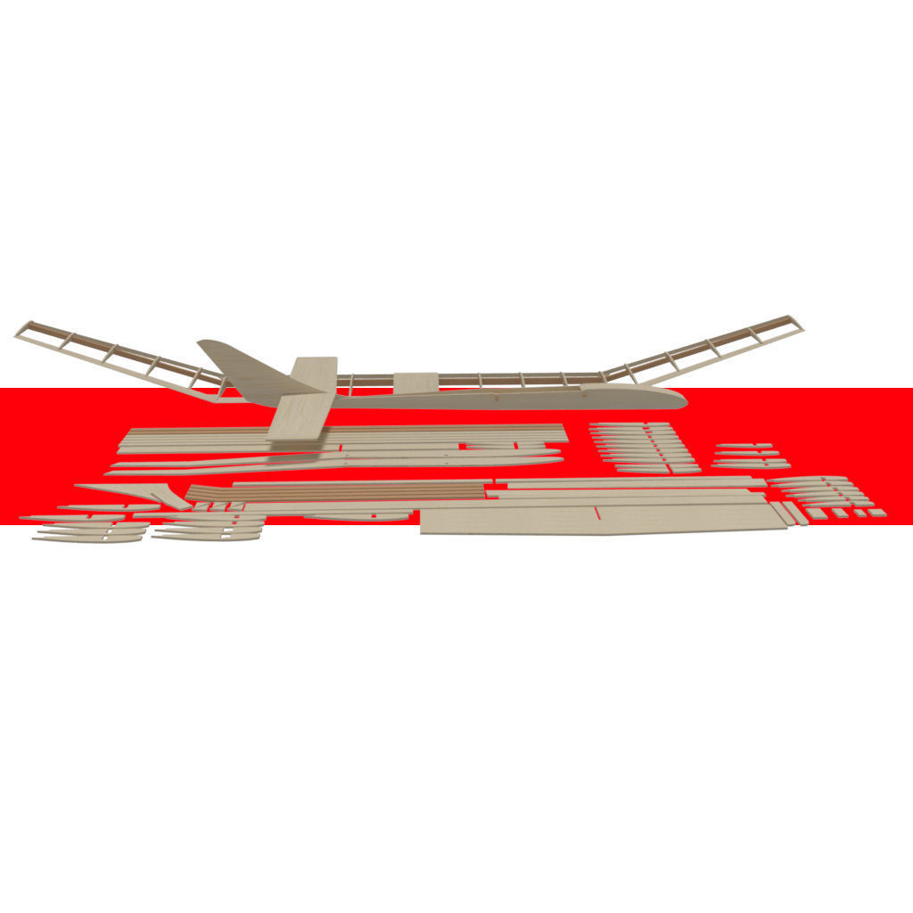 Balsa wood glider parts 3D model_4